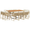 Set comedor de jardín 11 pzas con cojines ratán sintético beige 2
