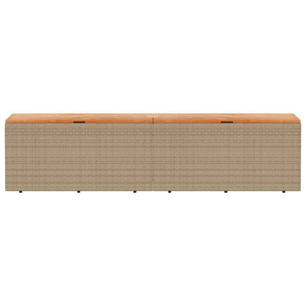 Caja de almacenaje jardín madera acacia ratán beige 220x50x54cm M 4