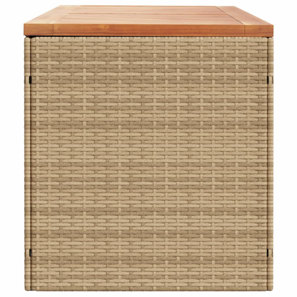 Caja de almacenaje jardín madera acacia ratán beige 220x50x54cm M 5