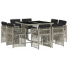 Set comedor de jardín 9 pzas cojines ratán sintético gris claro 2