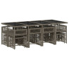 Set comedor de jardín con cojines 13 pzas ratán sintético gris 3