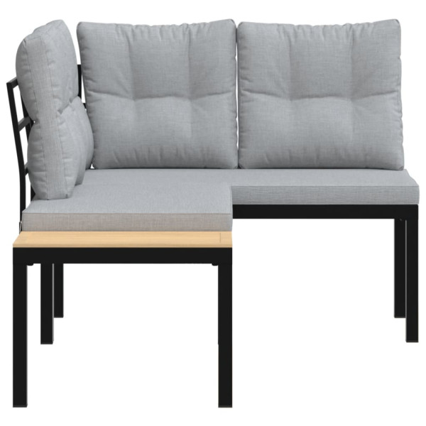 Bancos de jardim com almofadões 2 pcs aço revestido a pó preto M 4