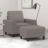 Sillón con taburete tela gris taupe 60 cm 1