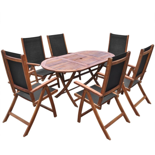 Set comedor de jardín 9 pzas y cojines madera maciza de acacia M 2