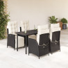 Set de muebles jardín 5 pzas con cojines ratán sintético negro 1