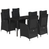 Set de muebles jardín 5 pzas con cojines ratán sintético negro 2