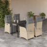 Set comedor de jardín 5 pzas con cojines ratán sintético beige 1