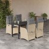 Set comedor de jardín 5 pzas con cojines ratán sintético beige 1
