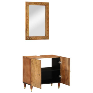 Conjunto de muebles de baño 2 piezas madera maciza de mango H