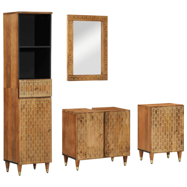 Conjunto de muebles de baño 4 piezas madera maciza de mango D