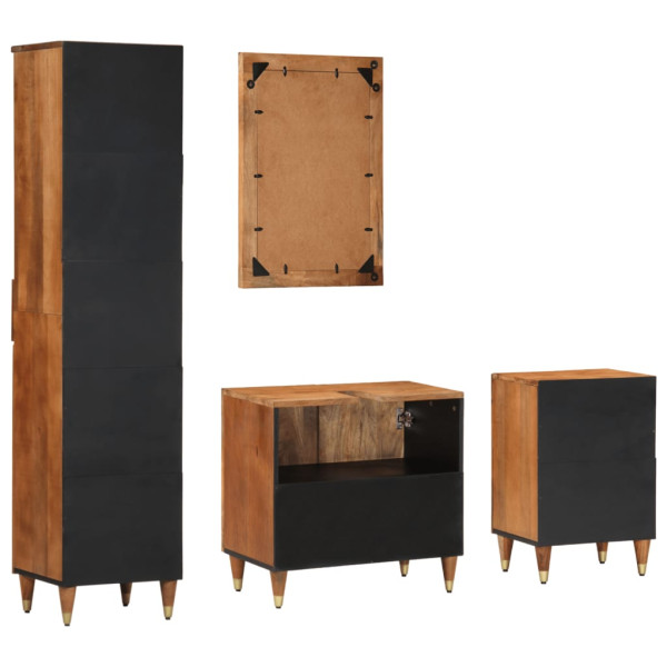 Conjunto de muebles de baño 4 piezas madera maciza de mango M 4