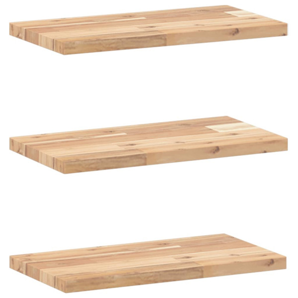 Estantes flotantes 3 uds madera acacia sin tratar 60x20x2 cm M 2