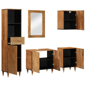 Conjunto de muebles de baño 5 piezas madera maciza de mango H