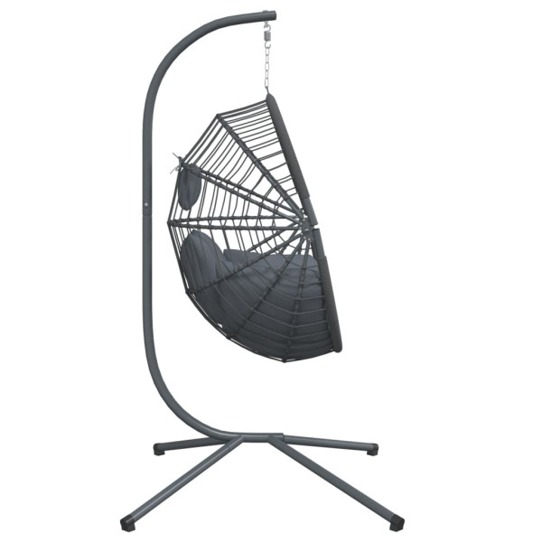 Silla colgante huevo con soporte ratán y acero gris M 4