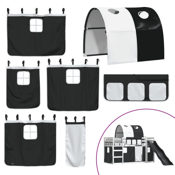 Litera con tobogán y cortinas blanco y negro 90x190 cm M 5