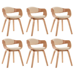 Sillas de comedor 6 unidades madera curvada y cuero sintético H