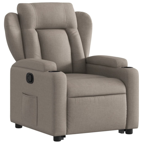 Sillón reclinable elevable tela gris taupe M 4