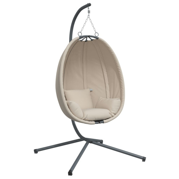 Silla colgante huevo con soporte tela y acero beige D