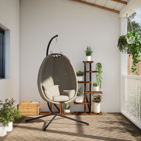 Silla colgante huevo con soporte tela y acero beige M 5