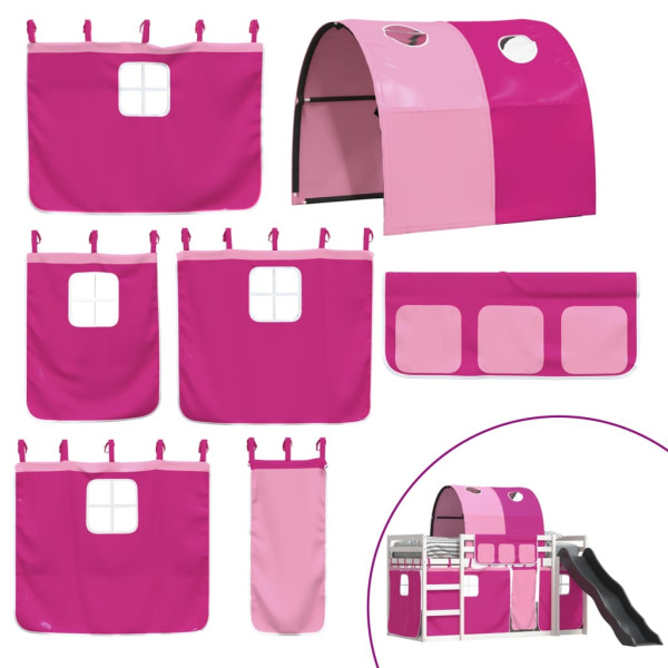 Beliche com escorrega e cortinas 90x200 cm rosa M 5