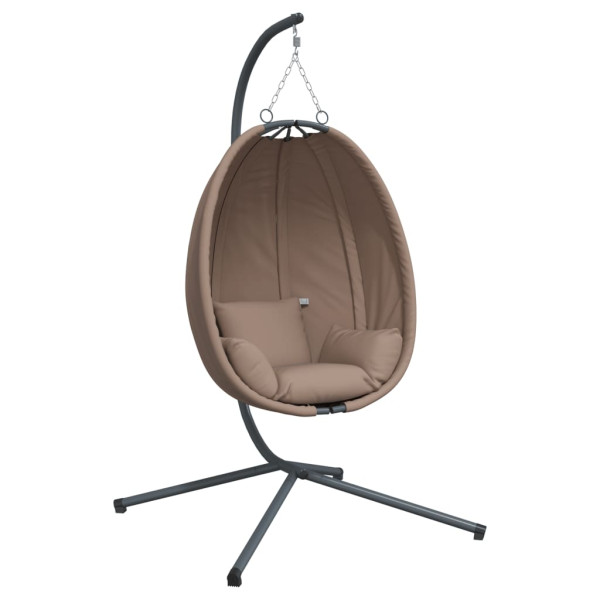 Silla colgante huevo con soporte tela y acero gris taupe M 2