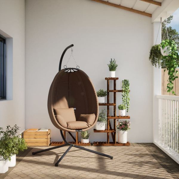 Silla colgante huevo con soporte tela y acero gris taupe M 3