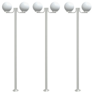 Candeeiro de chão para exterior 3 pcs 215 cm aço inox. prateado H