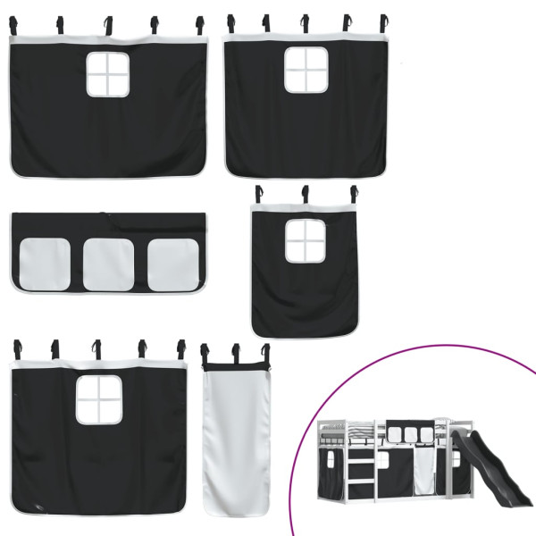 Litera con tobogán y cortinas blanco y negro 80x200 cm M 5