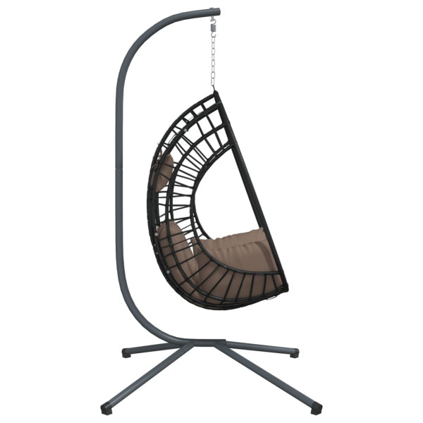 Cadeira em forma de ovo suspensa c/ suporte vime/aço antracite M 5