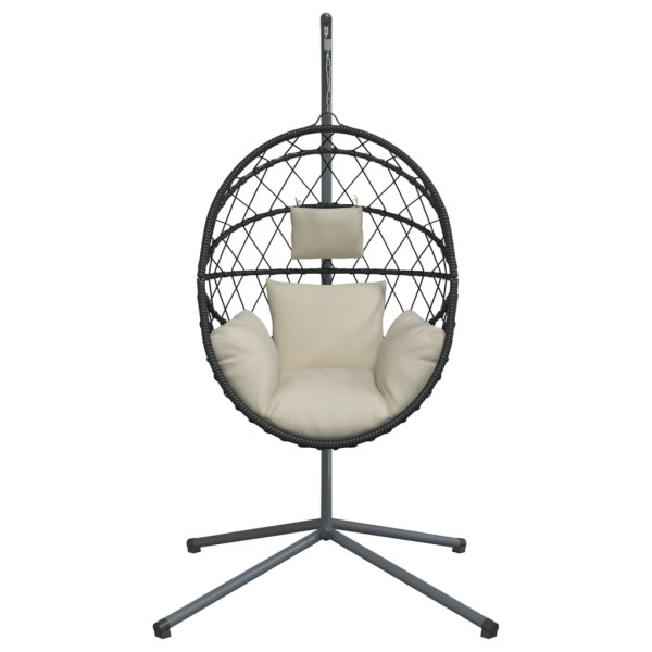 Silla colgante huevo con soporte ratán y acero beige M 4
