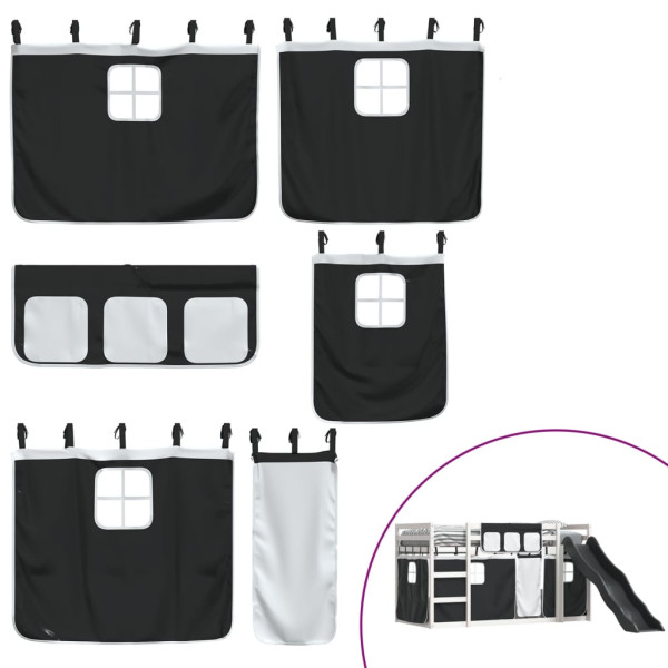 Litera con tobogán y cortinas blanco y negro 90x190 cm M 5