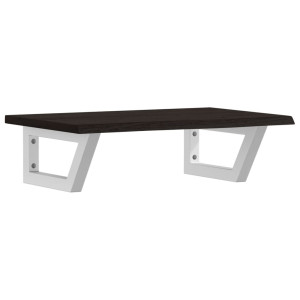 Estante de lavabo de pared de acero y madera maciza de roble H