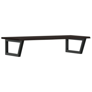 Estante de lavabo de pared de acero y madera maciza de roble H