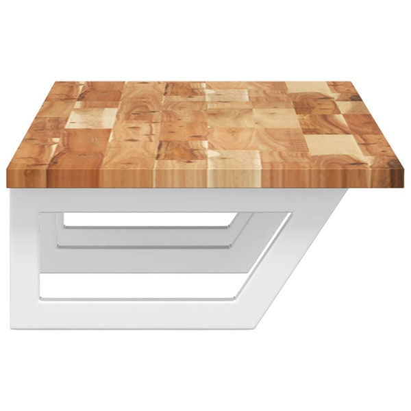 Estante de lavabo de pared acero y madera maciza de acacia M 5