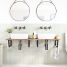 Estante de lavabo de pared acero y madera maciza de acacia 3