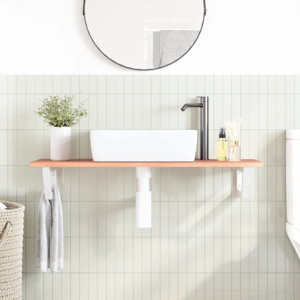 Estante de lavabo de pared de acero y madera maciza de roble M 3
