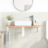 Estante de lavabo de pared de acero y madera maciza de roble 3