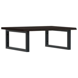 Estante de lavabo de pared de acero y madera maciza de roble H