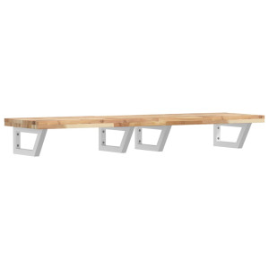 Estante de lavabo de pared acero y madera maciza de acacia H