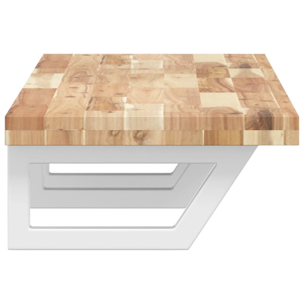 Estante de lavabo de pared acero y madera maciza de acacia M 5