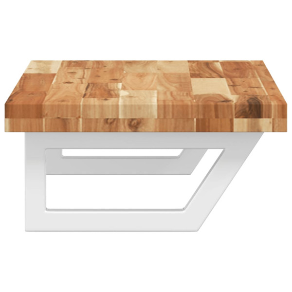 Estante de lavabo de pared acero y madera maciza de acacia M 5