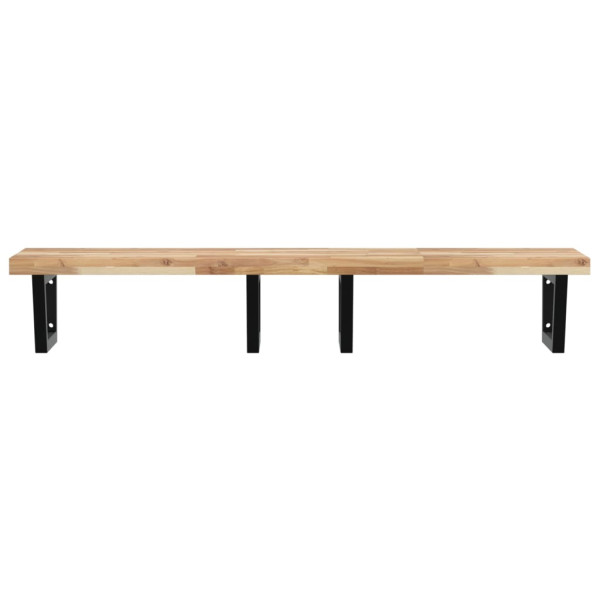 Estante de lavabo de pared acero y madera maciza de acacia M 4