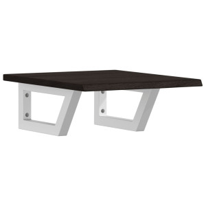 Estante de lavabo de pared de acero y madera maciza de roble H