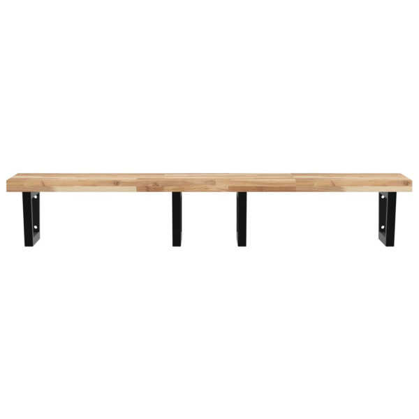 Estante de lavabo de pared acero y madera maciza de acacia M 4