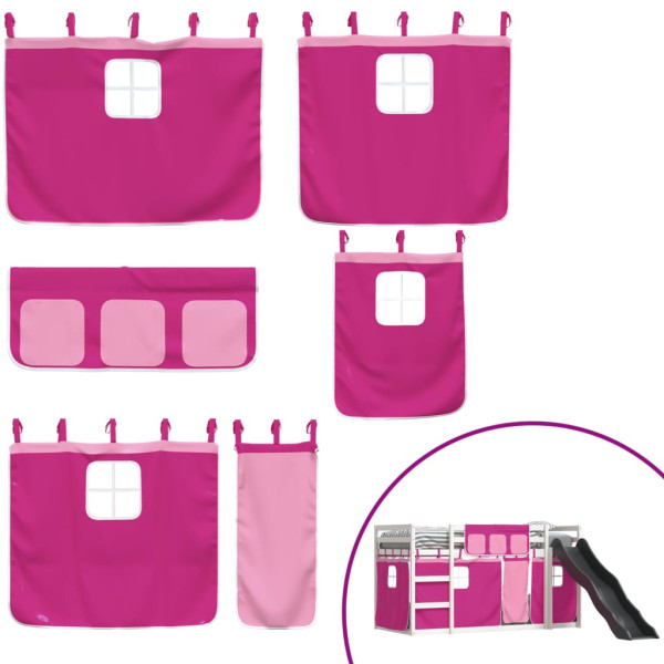 Beliche com escorrega e cortinas 90x200 cm rosa M 5