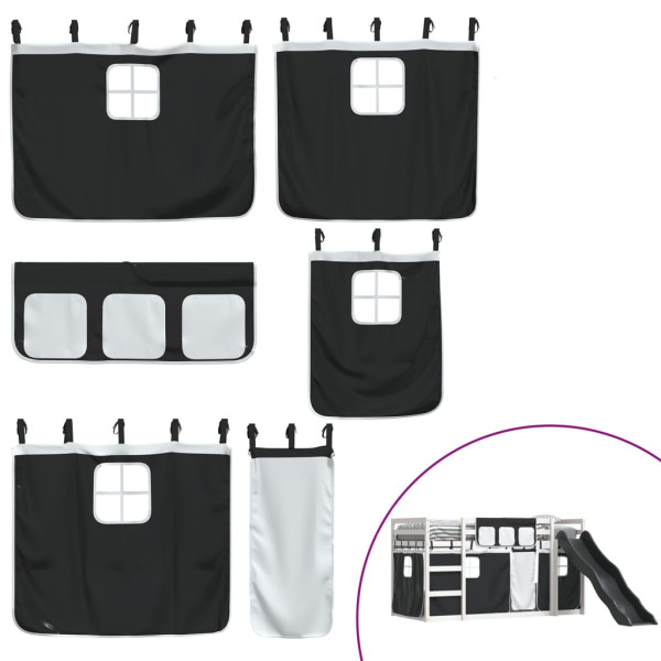 Litera con tobogán y cortinas blanco y negro 90x200 cm M 5