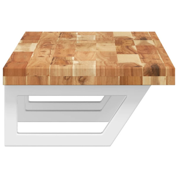 Estante de lavabo de pared acero y madera maciza de acacia M 5