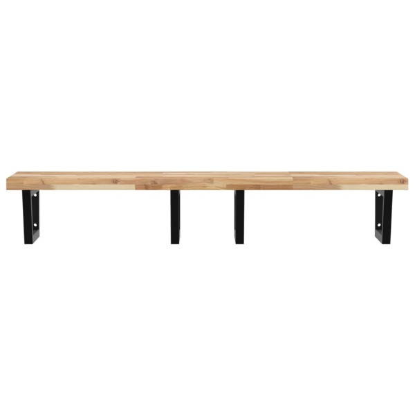 Estante de lavabo de pared acero y madera maciza de acacia M 4