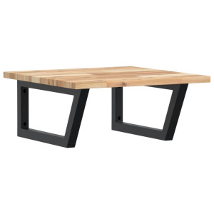 Estante de lavabo de pared acero y madera maciza de acacia H