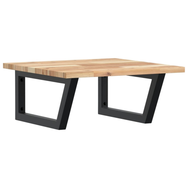 Estante de lavabo de pared acero y madera maciza de acacia M 2